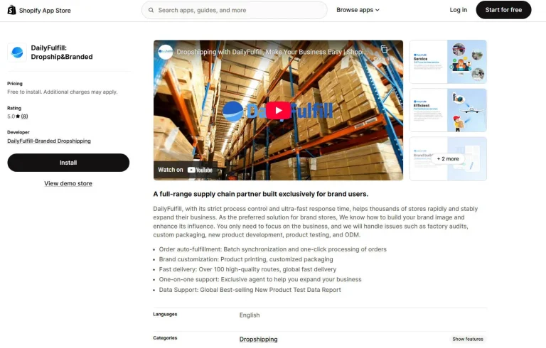 DailyFulfill app page inside Shopify