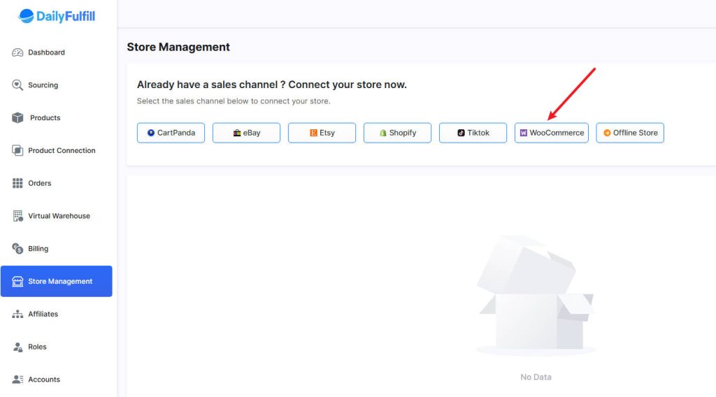 WooCommerce-Option in DailyFulfill Shop-Management