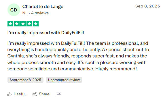 DailyFulfill Trustpilot customer feedback — trusted China fulfillment partner