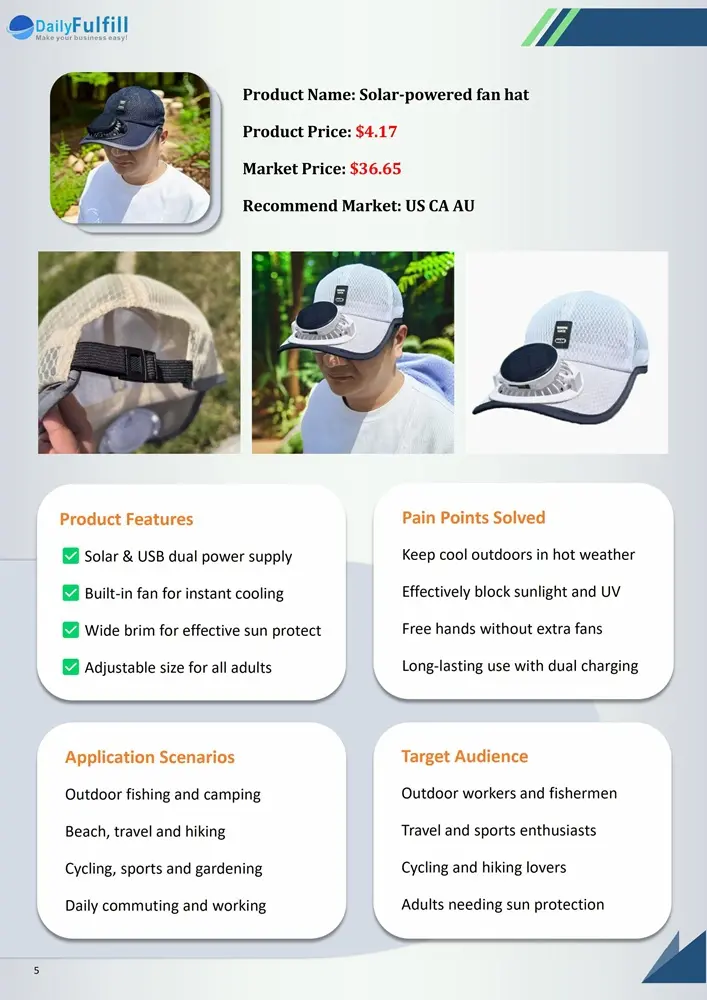 Sample product analysis page